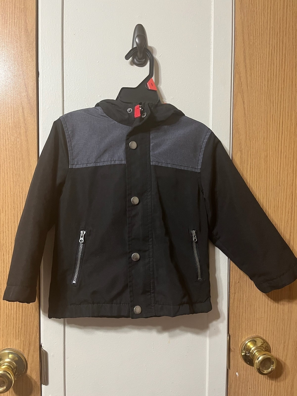 Carter's Black Hooded Jacket with Gray Yoke